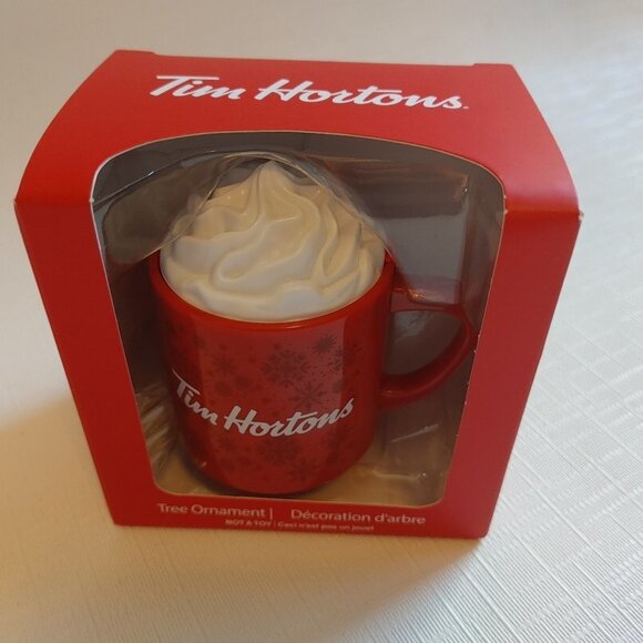 2021 Tim Hortons TREE ORNAMENT BNIB Hot Chocolate with Whipped Cream - Picture 1 of 7
